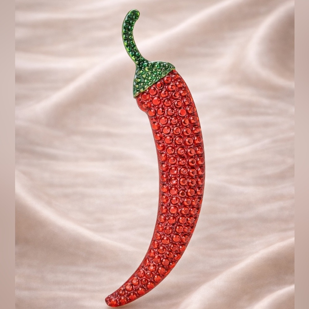 Red Chili Pepper Gold Brooch
